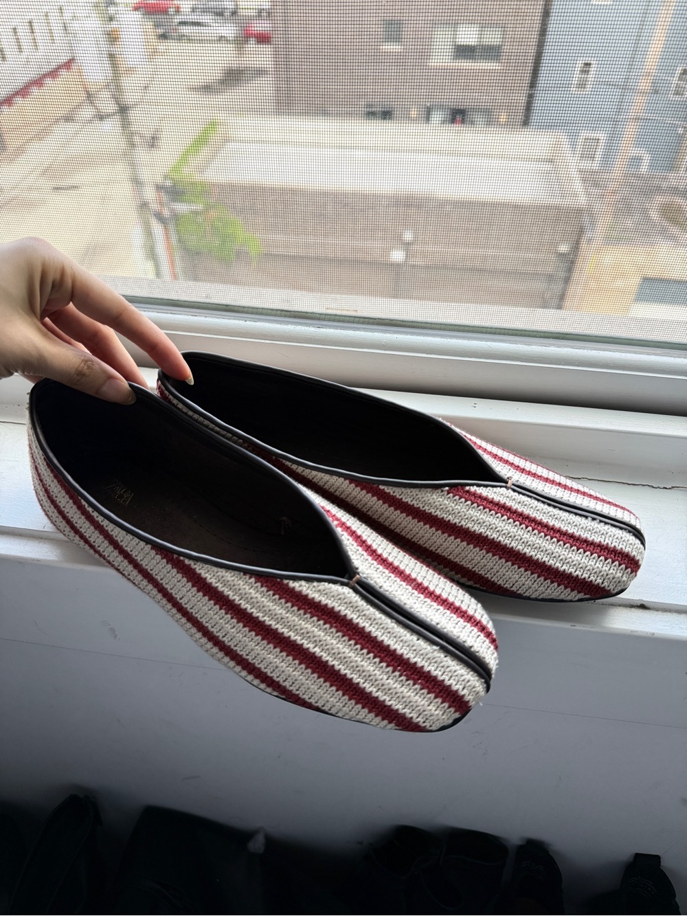 Striped Knit Zara Flats - Red & White